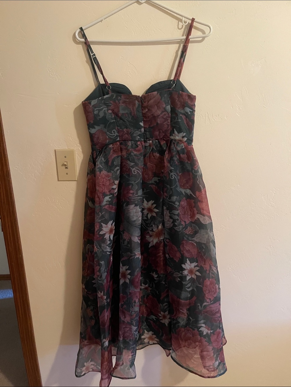 Lulu's Forest Green Floral Midi Dress with Rose Accents - Picture 8 of 8